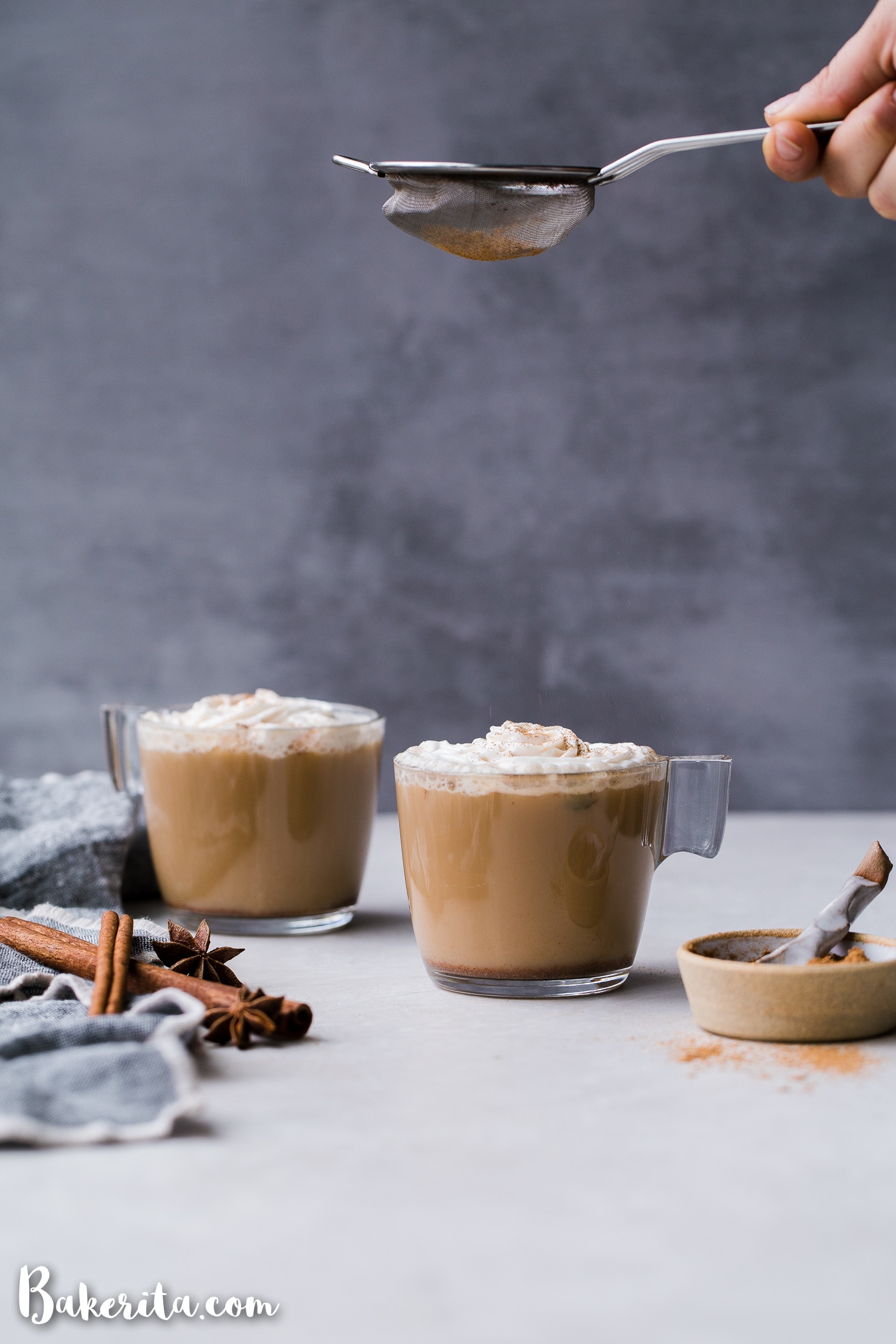 This spicy homemade Vegan Chai Latte is made with almond milk and sweetened naturally with maple syrup. The homemade chai spice mix is full of ginger, cinnamon, black pepper, and other warm spices. It's the perfect drink for chillier days.